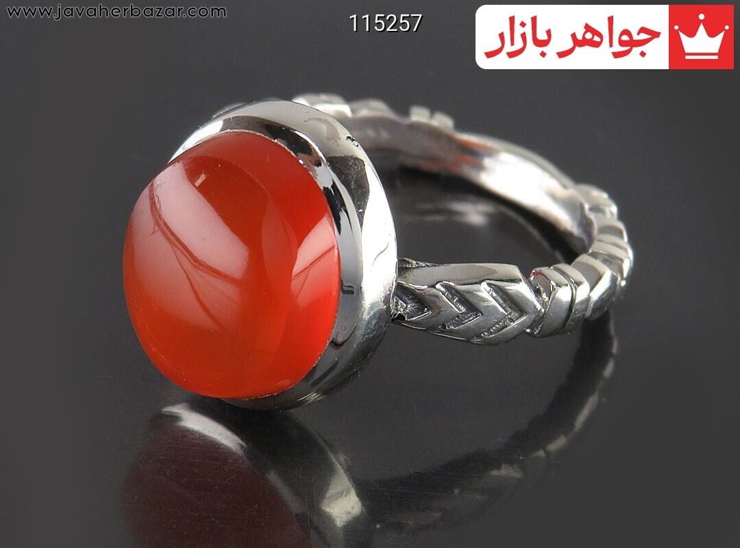 انگشتر عقیق یمنی قرمز مردانه [شرف الشمس]